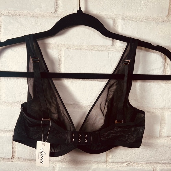 NWT Soma Sheer Shape Unlined Underwire Plunge Bra 32 DD Black #0392 - Picture 2 of 11